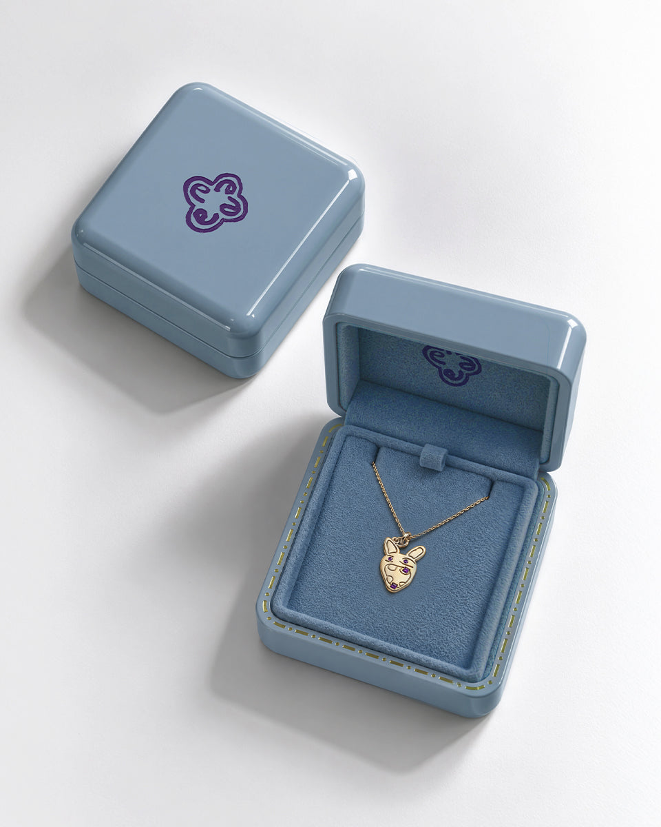 Perceiver medallion necklace, gold plated vermeil finish, in box